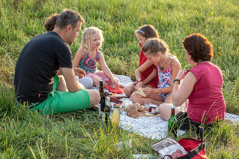 Familie beim Picknick im Schwarzwald