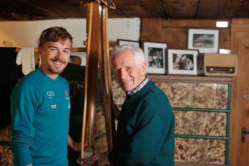 Georg Thoma und Fabian Rießle im Skimuseum Hinterzarten